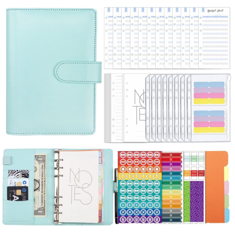 A6 Macaron PU Leather Loose-leaf Notebook Cash Budget Handbook(Blue) - Notebooks by buy2fix | Online Shopping UK | buy2fix