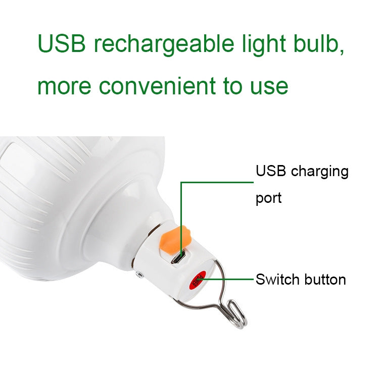 AB26 USB Charging LED Bulb Night Market Stall Lights Outdoor Camping Hanging Lamp, Power: 200W (White) - Camping Lighting by buy2fix | Online Shopping UK | buy2fix