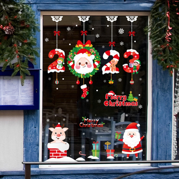 Santa Claus Hanging Stickers Shop Window Glass Door Living Room Wall Stickers(6307) - Christmas Stickers by buy2fix | Online Shopping UK | buy2fix