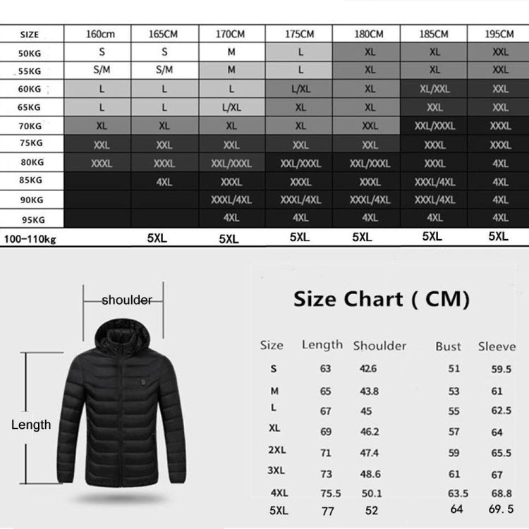 11 Zone Double Control Blue USB Winter Electric Heated Jacket Warm Thermal Jacket, Size: XXXXL - Down Jackets by buy2fix | Online Shopping UK | buy2fix