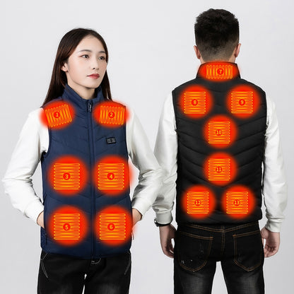 13  Area Double Control  Blue USB Electric Heating Undershirt Intelligent Warm Vest(XL) - Down Jackets by buy2fix | Online Shopping UK | buy2fix