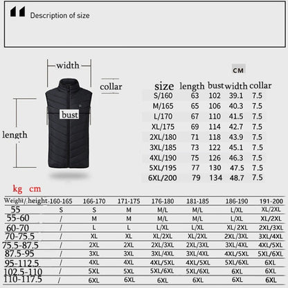 9 Area Double Control Black USB Electric Heating Undershirt Intelligent Warm Vest(XXL) - Down Jackets by buy2fix | Online Shopping UK | buy2fix