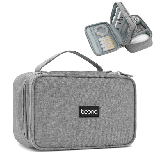 Baona Multifunctional Earphone Data Cable Digital Storage Bag, Spec: 2-layer (Gray) - Digital Storage Bag by Baona | Online Shopping UK | buy2fix