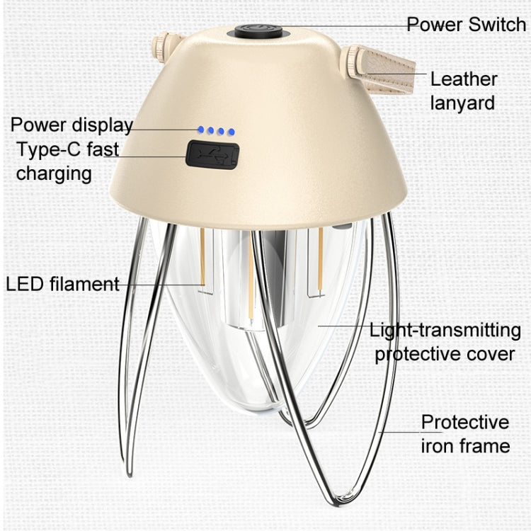 TG-ZP04401 Retro Camping Light Rechargeable Tricolor Light Source Tent Light(Beige) - Camping Lighting by buy2fix | Online Shopping UK | buy2fix