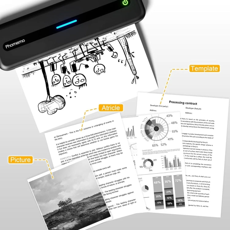 Phomemo M832 300dpi Wireless Thermal Portable Printer, Size: A4 Version(Black) - Printer by Phomemo | Online Shopping UK | buy2fix