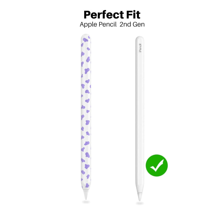 For Apple Pencil 2 AhaStyle PT65CW Silicone Pen Case Milk Cow Patterned Stylus Case(Purple) - Pencil Accessories by AhaStyle | Online Shopping UK | buy2fix