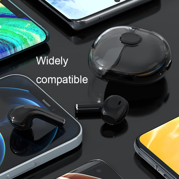 Transparent Semi-In-Ear Stereo Touch Waterproof Noise Reduction Bluetooth Earphones, Color: Black - Bluetooth Earphone by buy2fix | Online Shopping UK | buy2fix