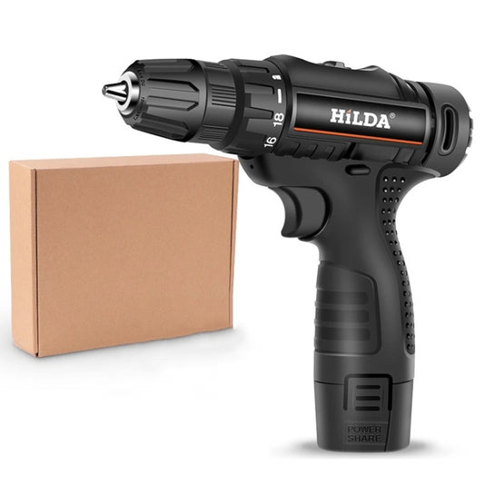 HILDA Home Power Drill 12V Li-Ion Drill With Charger And Battery, UK Plug, Model: Carton Packing - Drill & Drill Bits by HILDA | Online Shopping UK | buy2fix