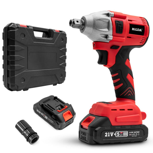 HILDA Motorized Wrenches Lithium Repair Parts With 22mm Socket, EU Plug, Model: Red With 2 Battery+1 Charger(1500mAh) - Screws by HILDA | Online Shopping UK | buy2fix