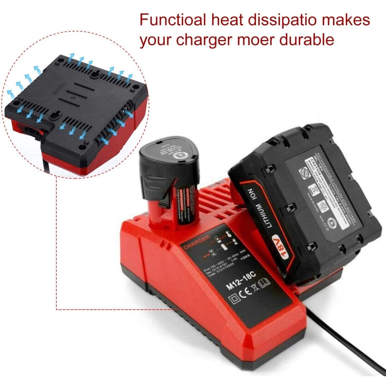 M12-18C For Milwaukee 18V Power Tools Battery Charger, Plug: EU - Electric Saws & Accessories by buy2fix | Online Shopping UK | buy2fix