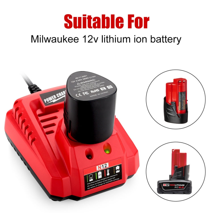 N12 For Milwaukee 10.8/12V Electric Tool Lithium Battery Fast Charger, Plug: AU - Electric Saws & Accessories by buy2fix | Online Shopping UK | buy2fix