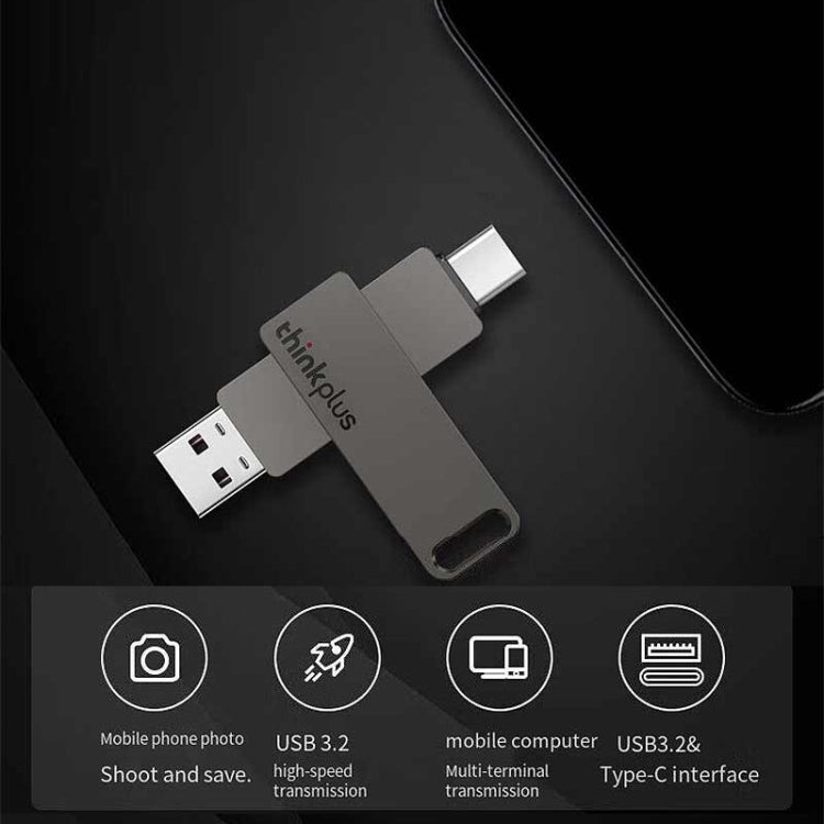 Lenovo Thinkplus MU110 USB3.2+Type-C Dual Interface Rotation Flash Drive, Size: 512GB(Grey) - USB Flash Drives by Lenovo | Online Shopping UK | buy2fix