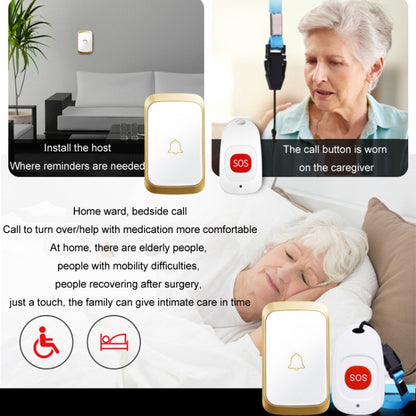 CACAZI C20 Two To Three Wireless Pager For The Elderly Home Care Waterproof Emergency Pager, EU Plug(Black) - Wireless Doorbell by CACAZI | Online Shopping UK | buy2fix