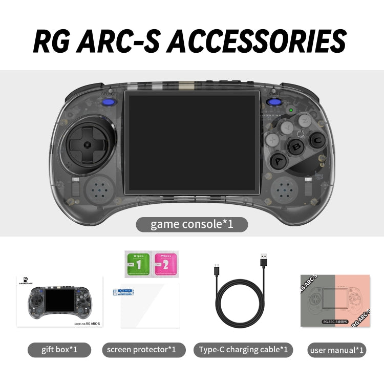 ANBERNIC RG ARC-S Handheld Game Console 4-Inch IPS Screen Linux System Portable Video Arcade 128G(Transparent Black) - Pocket Console by ANBERNIC | Online Shopping UK | buy2fix