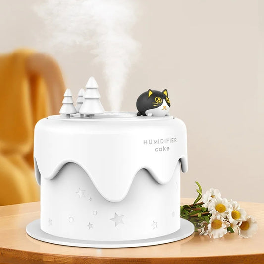 M328 Mini USB Plug-in Desktop Night Light Cartoon Cake Silent Spray Humidifier(White) - Air Purifiers & Accessories by buy2fix | Online Shopping UK | buy2fix