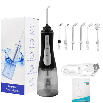 350ML Water Tank Oral Irrigator Rechargeable 5 Gear Adustable Water Flosser, Spec: Black +Gray Tank - Oral Irrigators by buy2fix | Online Shopping UK | buy2fix