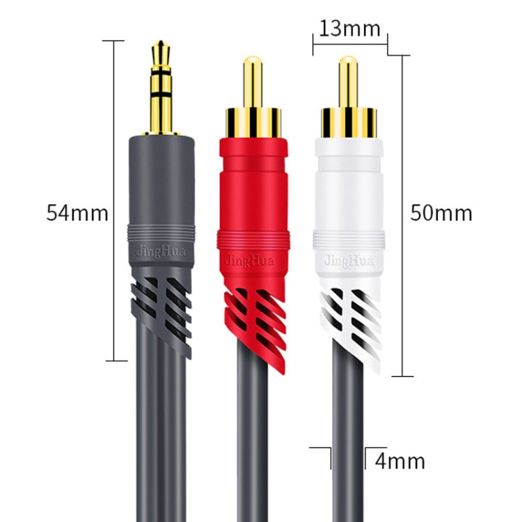 JINGHUA 3.5mm To 2RCA Audio Cable Game Console Outdoor Audio Connection Cable, Size: 10m(Grey) - RCA Cable by JINGHUA | Online Shopping UK | buy2fix