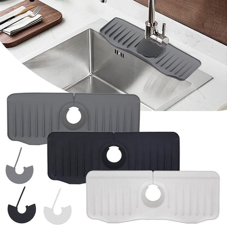 Bathroom Kitchen Silicone Faucet Anti-Splash Drain Mat, Color: Black+Waterproof Edge(37x14.7x2cm) - Faucets & Accessories by buy2fix | Online Shopping UK | buy2fix