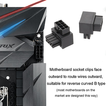 Reverse Curve B Type Motherboard CPU 8Pin Power Steering Connector Interface Steering Header 90 Degree Adaptor - Others by buy2fix | Online Shopping UK | buy2fix