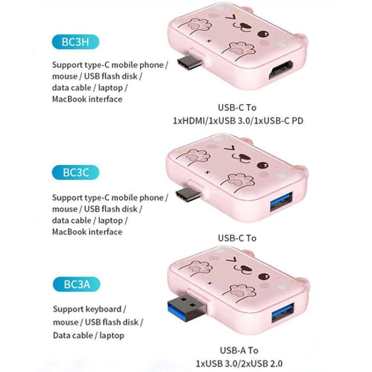 3 In 1 USB Hub For iPad / Phone Docking Station, Port: 3A USB3.0+USB2.0 x 2 Pink - USB 3.0 HUB by buy2fix | Online Shopping UK | buy2fix