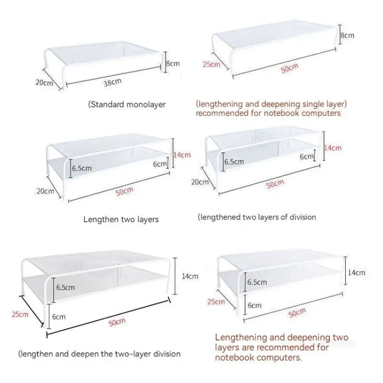 Computer Monitor Elevated Bracket Desk Wrought Iron Rack Organizer, Spec: Deepen Dual Layer - Laptop Stand by buy2fix | Online Shopping UK | buy2fix