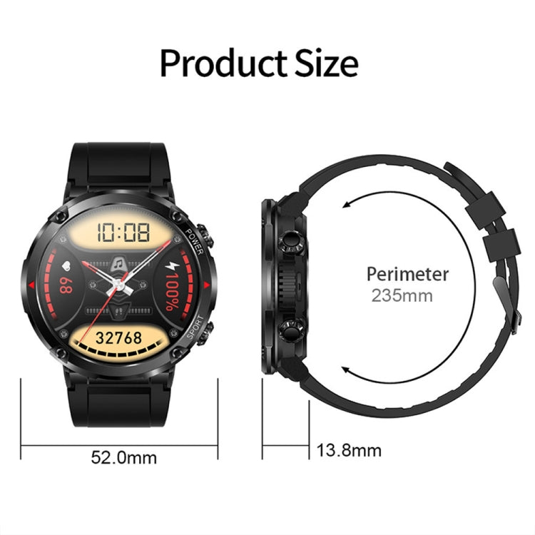 T30 1.6-inch Outdoor Sports Waterproof Smart Music Bluetooth Call Watch, Color: Black Steel+Silicone - Smart Watches by buy2fix | Online Shopping UK | buy2fix