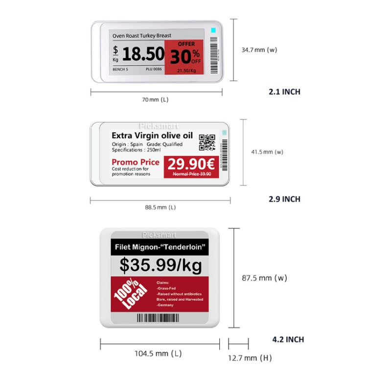 2.1 Inch E-ink Screen Bluetooth Smart Electronic Labels Support Custom Text/Picture/QR Code/Barcode - Store & Supermarket Supplies by buy2fix | Online Shopping UK | buy2fix