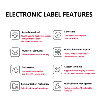 2.9 Inch E-ink Screen Bluetooth Smart Electronic Labels Support Custom Text/Picture/QR Code/Barcode - Store & Supermarket Supplies by buy2fix | Online Shopping UK | buy2fix