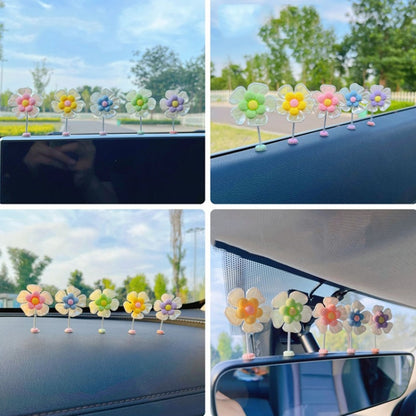 5pcs /Set Cute Cartoon Flower Car Shaking Ornament Car Dashboard Decoration, Style: Dark Color - Ornaments by buy2fix | Online Shopping UK | buy2fix