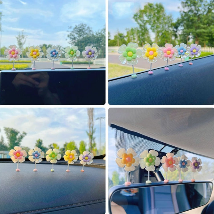 5pcs /Set Cute Cartoon Flower Car Shaking Ornament Car Dashboard Decoration, Style: Green Leaf Transparent - Ornaments by buy2fix | Online Shopping UK | buy2fix