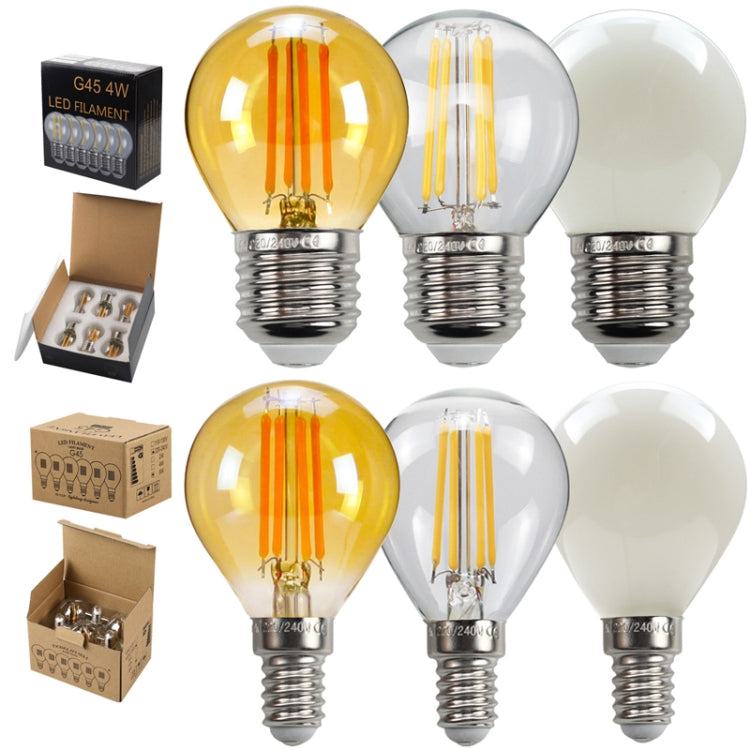 6pcs /Box G45 Bulb LED Lamp Fixture Illuminator Vintage Filament Lights, Style: Gold Large Screw(220V 4W) - LED Blubs & Tubes by buy2fix | Online Shopping UK | buy2fix