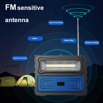 DV-690 Dual LED Light Solar Wireless Bluetooth Speaker Outdoor Camping FM Radio(Blue) - Radio Player by buy2fix | Online Shopping UK | buy2fix