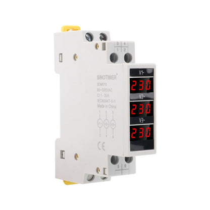 SINOTIMER SDM010 Modular Rail Type AC Three-Phase Digital Voltmeter Electronic Instrumentation - Current & Voltage Tester by SINOTIMER | Online Shopping UK | buy2fix