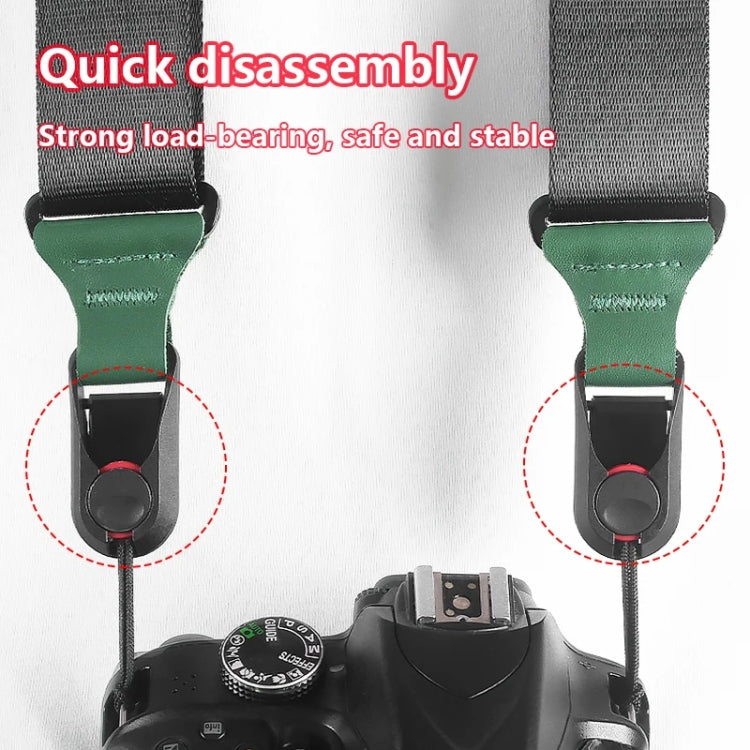 Quick Release Mirrorless Camera Crossbody Strap SLR Camera Decompression Halter Strap(Black+Green) - Camera Strap by buy2fix | Online Shopping UK | buy2fix