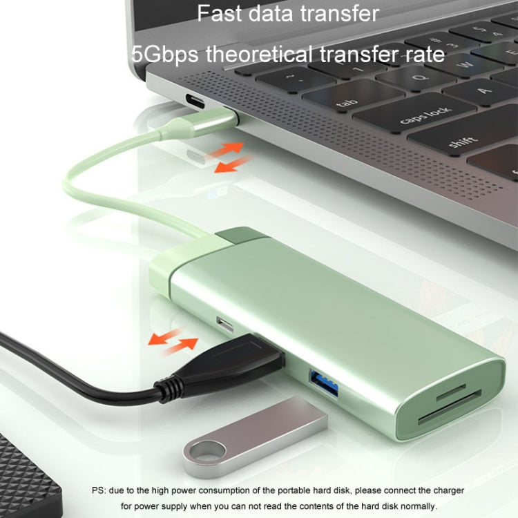 BS7A 7 In 1 Type-C Docking Station Multi-Function USB Hub Docking Station Converter(Green) - USB HUB by buy2fix | Online Shopping UK | buy2fix