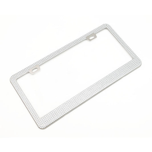 US Standard Stainless Steel License Plate Modified Frame With Diamonds, Color: Square Hole White Diamond - License Plate Covers & Frames by buy2fix | Online Shopping UK | buy2fix