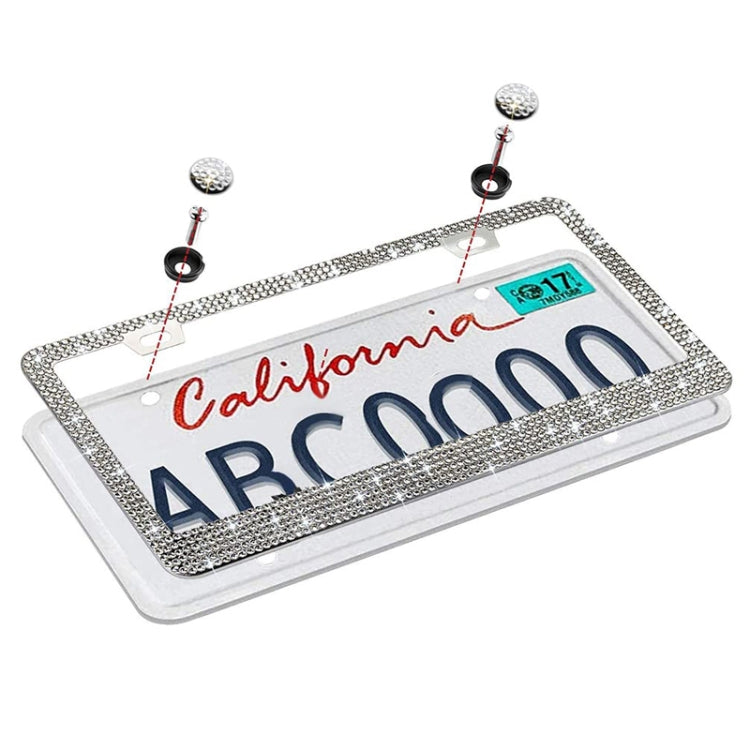 US Standard Stainless Steel License Plate Modified Frame With Diamonds, Color: Square Hole Black Diamond - License Plate Covers & Frames by buy2fix | Online Shopping UK | buy2fix