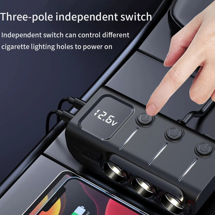 120W Digital Display Cigarette Lighter Car Fast Charging Charger(Black) - Car Charger by buy2fix | Online Shopping UK | buy2fix