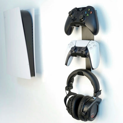 For Xbox / PS5 / Switch 3 In 1 Dual Controller, Earphone Wall Mount Storage Bracket With Anti-Slip Pad(Black) - Holder by buy2fix | Online Shopping UK | buy2fix