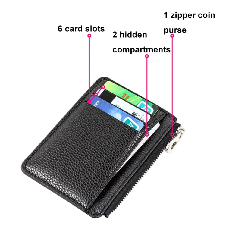 Multi-card Slot Zipper Card Holder Large Capacity Ultra-thin Coin Purse(Coffee) - Card & Passport Bags by Pieru | Online Shopping UK | buy2fix