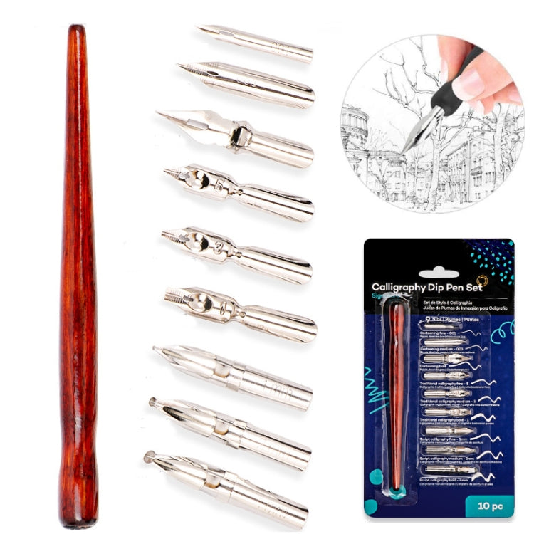 9 Calligraphy Nibs+ Dip Pen Set For Cartoon Sketching Art Drawing - Fountain Pens by buy2fix | Online Shopping UK | buy2fix