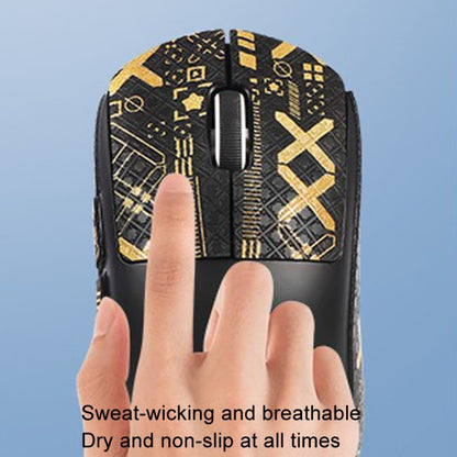 For Logitech GPW 2-Generation Mouse Anti-Slip Stickers Absorb Sweat Paste, Color: Black Gold Print Half Surround - Silicone / Sticker by buy2fix | Online Shopping UK | buy2fix