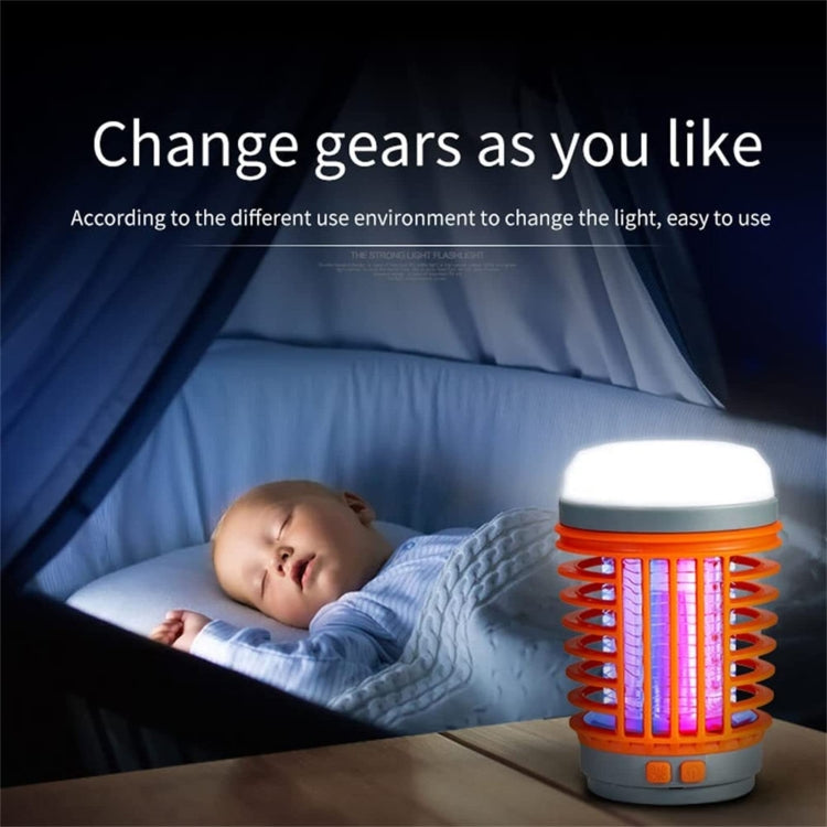 E-SMARTER W890-1 Solar LED Electric Shock Mosquito Light Outdoor USB Rechargeable Lighting Mosquito Trap(Orange) - Repellents by E-SMARTER | Online Shopping UK | buy2fix