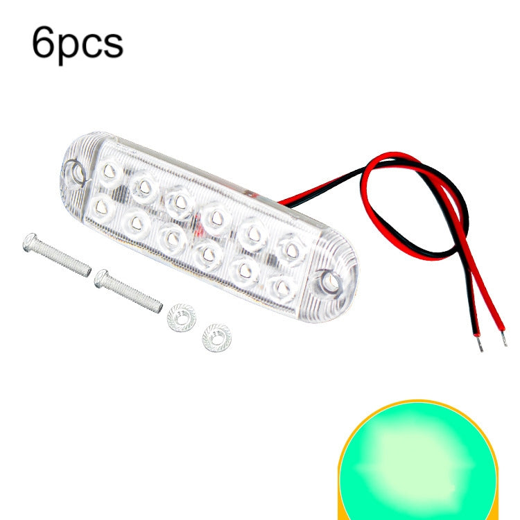 6pcs 12-Bead LED Flashing Warning Lights Motorcycle RV Signal Lights(Green Light) - Clearance Lights by buy2fix | Online Shopping UK | buy2fix