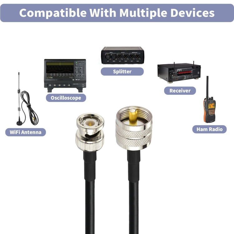 0.5m BNC Male To UHF Male RG58 Adapter Cable - Cable by buy2fix | Online Shopping UK | buy2fix