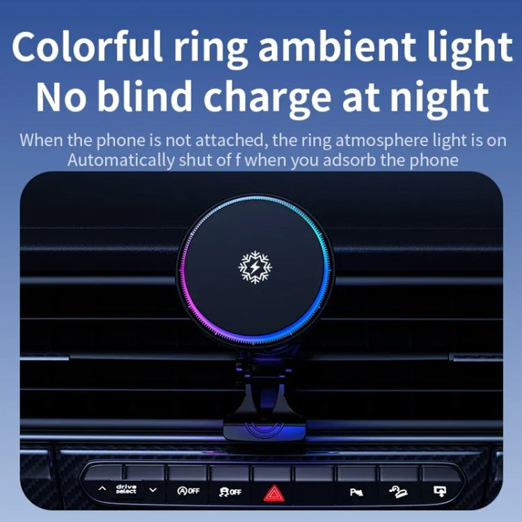 15W Car Wireless Charger Semiconductor Heat Dissipation Mobile Phone Holder RGB Light(Black) - Wireless Charger Holders by buy2fix | Online Shopping UK | buy2fix