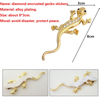 Zinc Alloy Rhinestone Gecko Metal 3D Car Sticker(Silver) - 3D Metal Sticker by buy2fix | Online Shopping UK | buy2fix