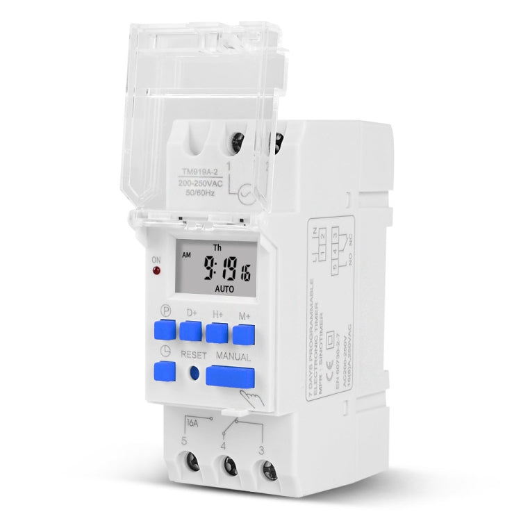 SINOTIMER TM919A-2 220V 16A Din Rail Mount Digital Timer Switch Microcomputer Weekly Programmable Time Relay Control - Switch by SINOTIMER | Online Shopping UK | buy2fix