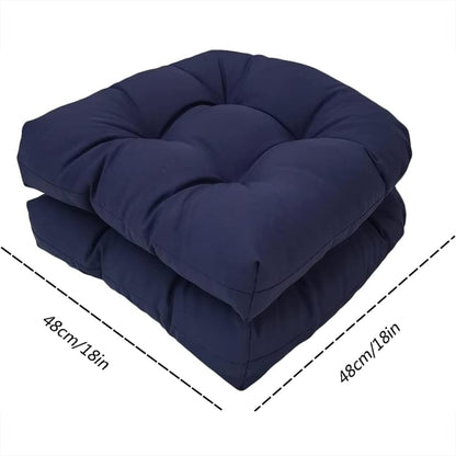 1pair 48 x 48cm Garden Patio Rattan Chair Waterproof Cushion Thick Soft Sofa Cushion(Navy Blue) - Cushions & Pillows by buy2fix | Online Shopping UK | buy2fix