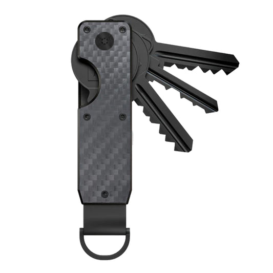 Compact Key Organizer Metal Key Chain Can Hold 2-6 Keys Carbon Fiber - Key Rings by buy2fix | Online Shopping UK | buy2fix